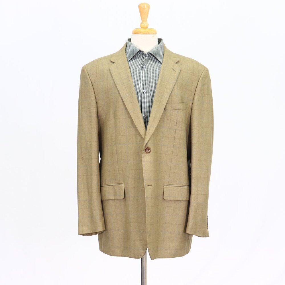 Joseph & Feiss 46L Beige Check 2-Button Sport Coat Blazer Jacket T210